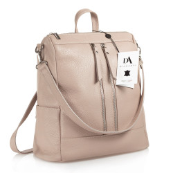 Rucsac tip geanta de dama, din piele naturala, DiAmanti Cerullo Rose Taupe